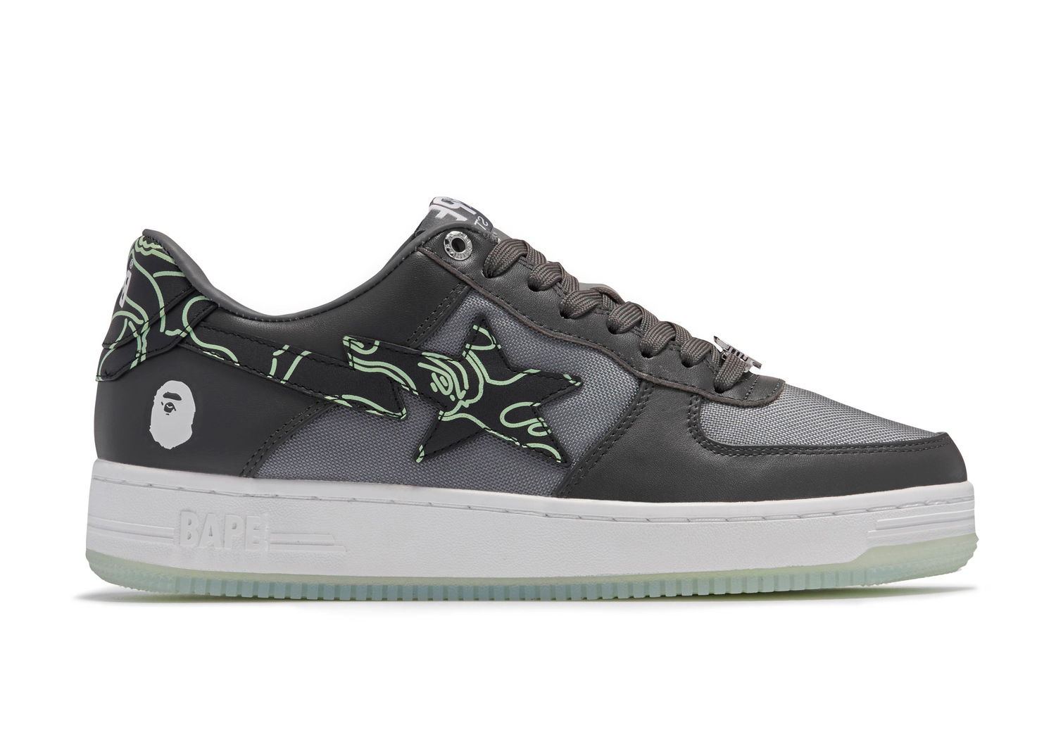 Sneakers og sko BAPE Bape Sta "Text Code Camo Charcoal" Grå | 001FWI202007-CHA/001FWI201007-CHA, 0