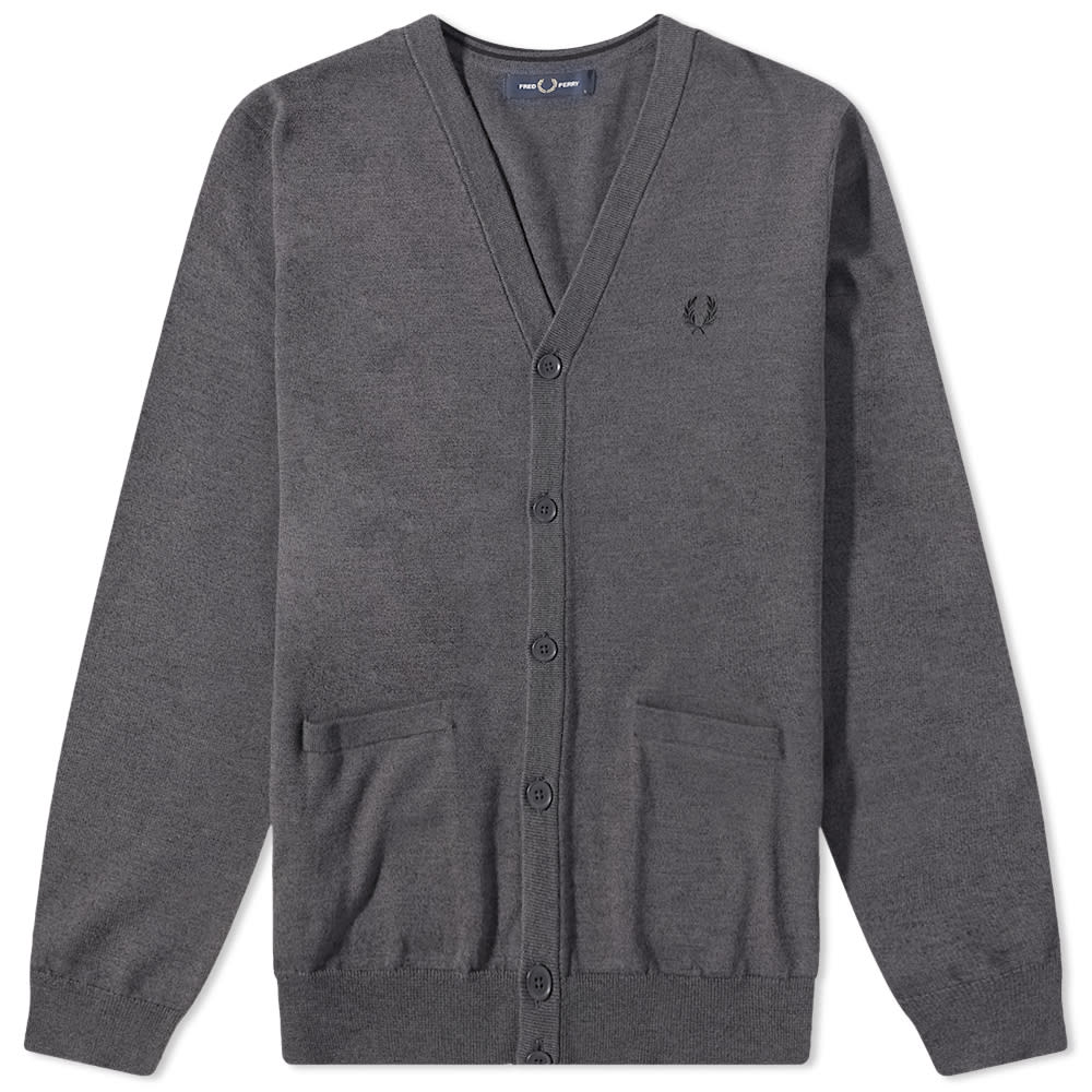 Sweater Fred Perry Merino Cardigan Grå | K9551-R85, 0