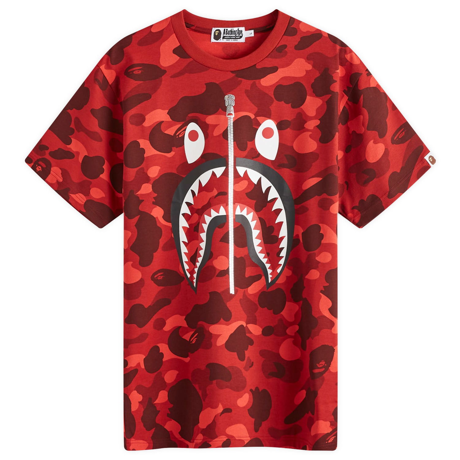 T-shirt BAPE A Bathing Ape Camo Shark Graphic Tee, Size L Rød | 001CSK801008M-RED, 0