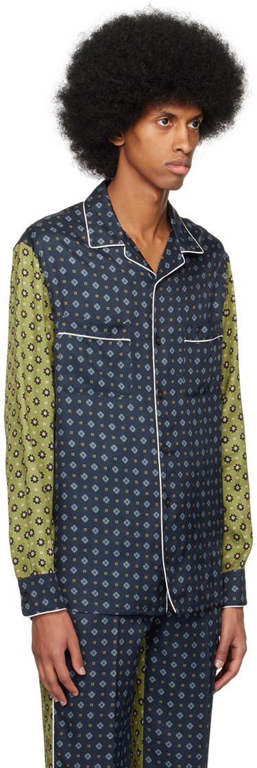 Pyjamas Erdem Patterned Long Sleeve Shirt Blå | MS23_501MPFBT LUCIUS PYJAMA TOP, 1