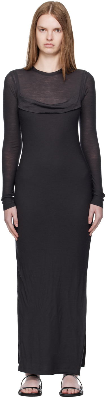 Kjole Nanushka Nanushka Linora Draped Wool Jersey Maxi Dress Sort | NW25PFDR10792, 0