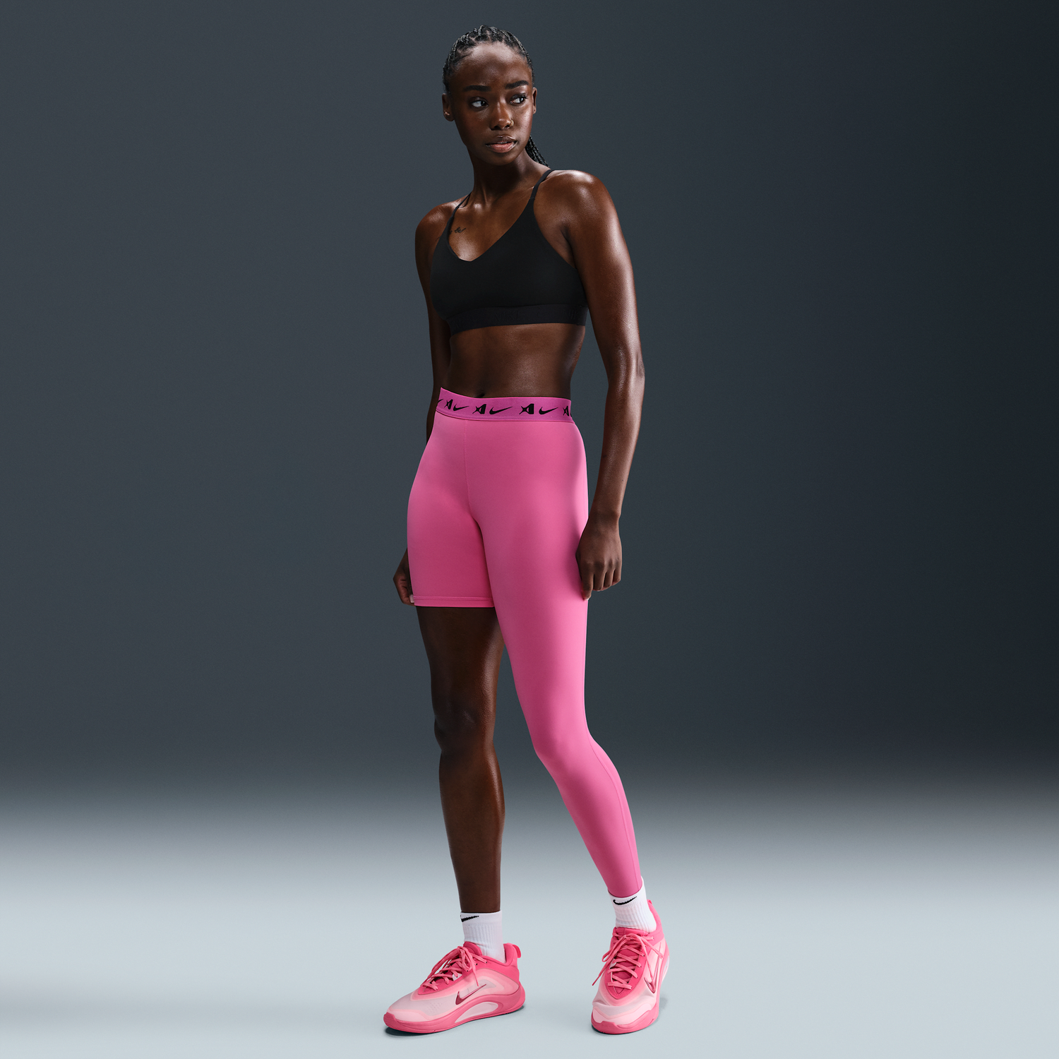 Leggings Nike A'ja Wilson A'symmetric Mid-Rise Single-Leg Basketball Leggings Lyserød | HQ6455-684, 0