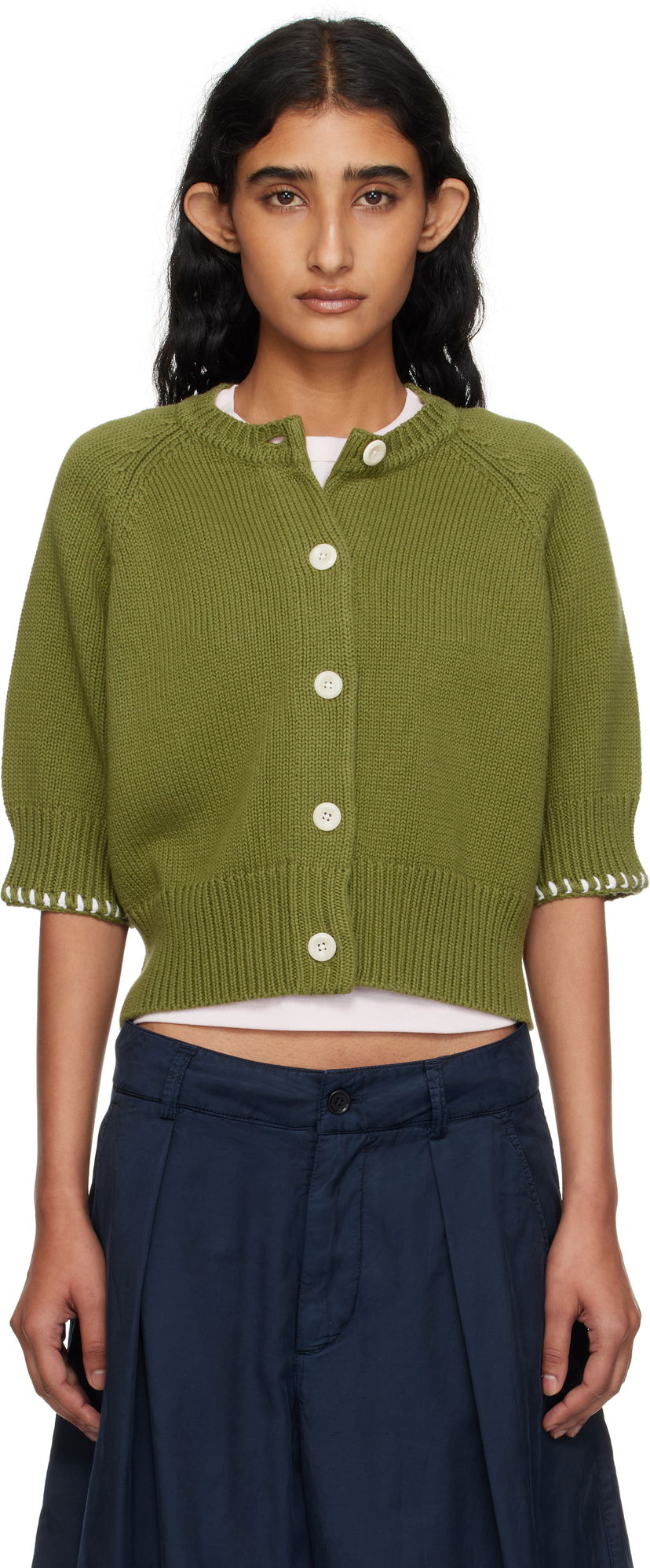 Sweater YMC YMC Kwai Knit Cardigan Grøn | Q8YMA