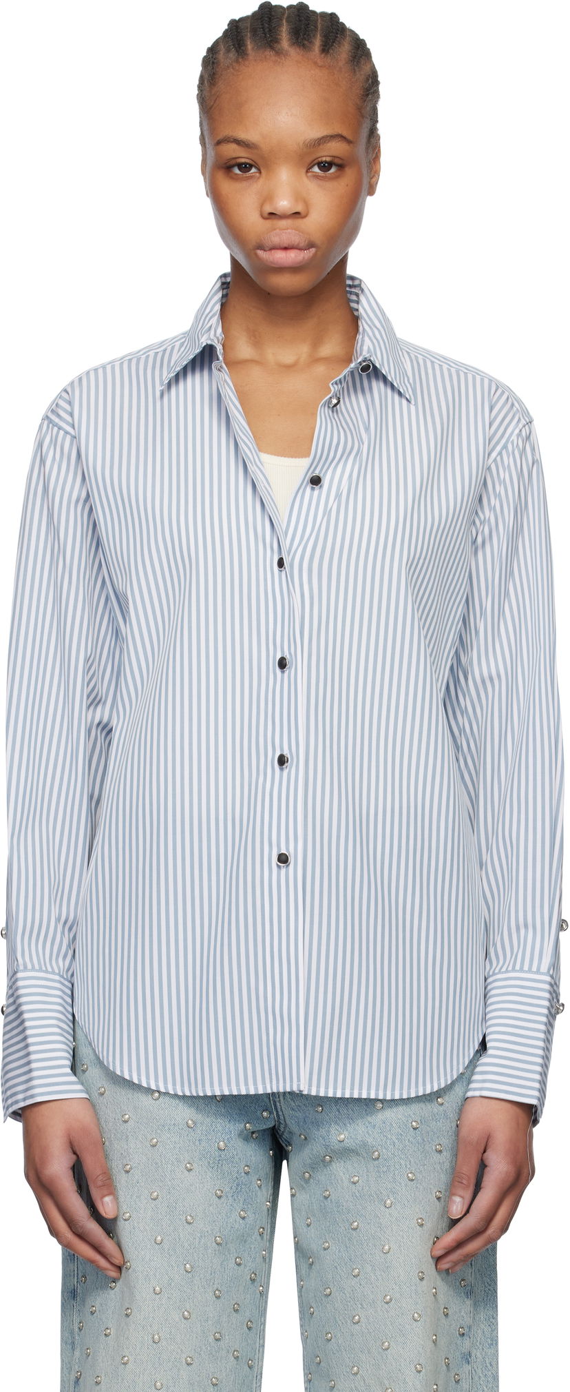 Skjorte rag & bone rag & bone Eve Striped Shirt Blå | WAW24HA0184618