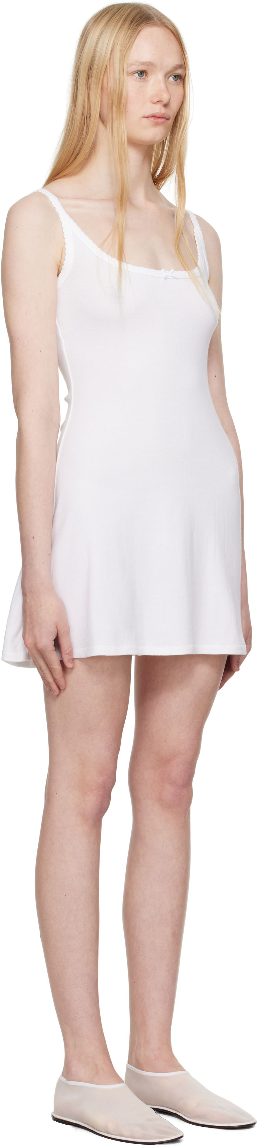 Kjole SKIMS SKIMS Drop Needle Pointelle Cami Minidress Hvid | DS-DRS-8150W, 1