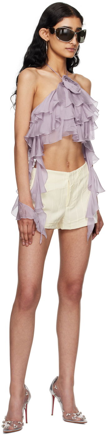 Crop top Blumarine Flounce Halter Top with Rose Detail Lilla | P444C092A, 3
