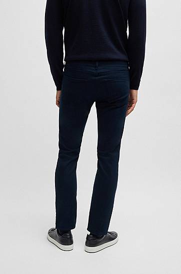 Jeans BOSS Delaware Slim-Fit Brushed Satin Trousers Mørkeblå | 50524431, 1