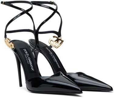 Sneakers og sko Dolce & Gabbana Lollo Patent Leather Slingback Heels Sort | CG0726 AP622, 3