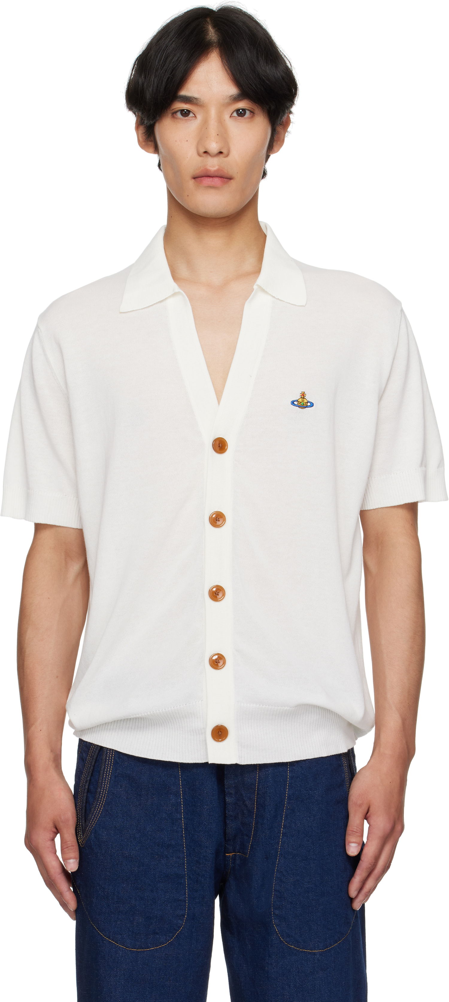 Sweater Vivienne Westwood Vivienne Westwood Cotton Polo Cardigan Hvid | 2701001D-Y003F-, 0
