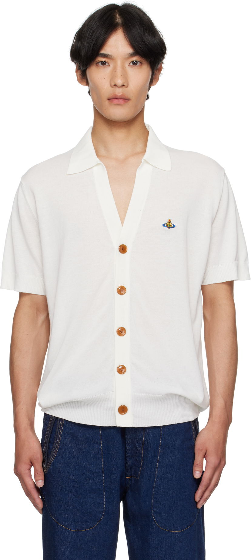 Sweater Vivienne Westwood Vivienne Westwood Cotton Polo Cardigan Hvid | 2701001D-Y003F-