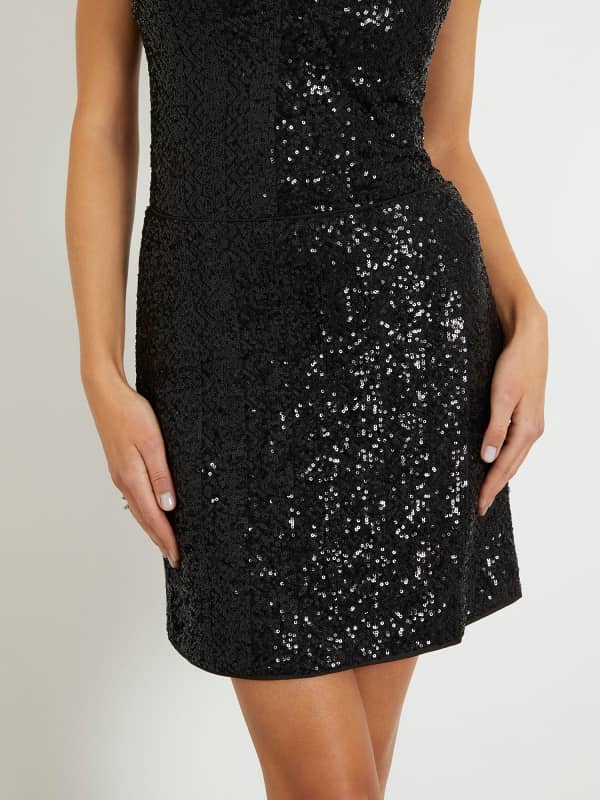 Nederdel GUESS Sequins Mini Skirt Sort | W4RD0PKBX10, 0