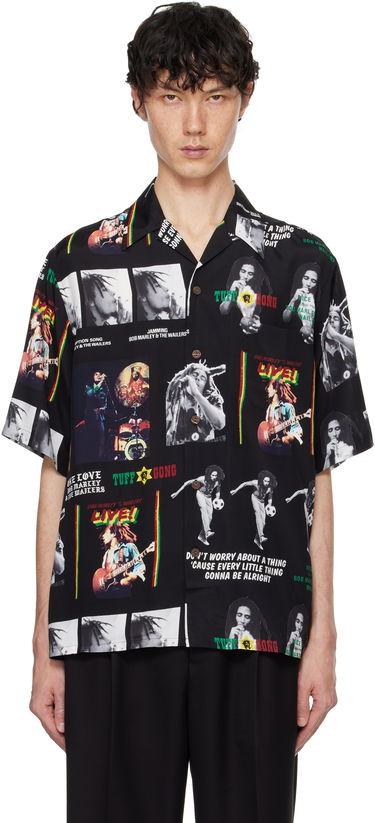 Skjorte WACKO MARIA WACKO MARIA Bob Marley Print Short Sleeve Shirt Sort | BOBMARLEY-WM-HI09, 0