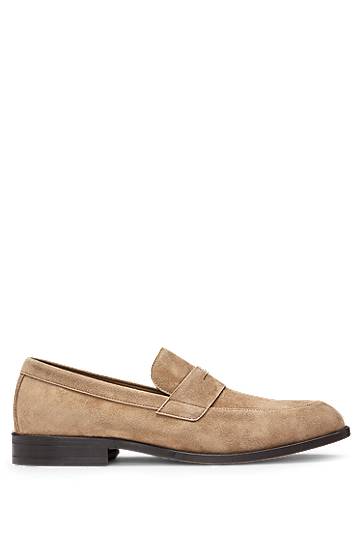 Sneakers og sko BOSS Suede Penny Loafers Beige | 50541729, 1