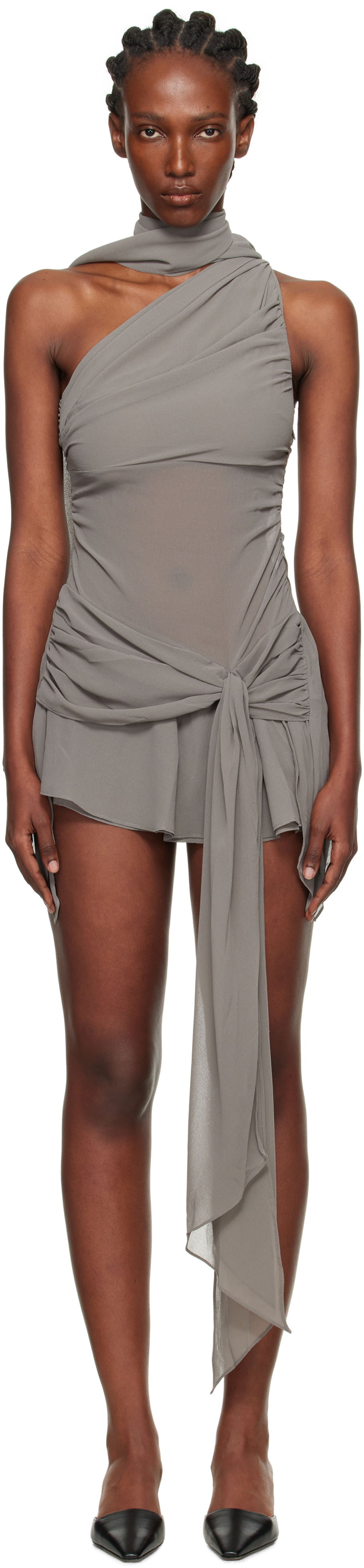 Kjole GUIZIO Guizio Cyrielle One-Shoulder Mini Dress Grå | P25426W096, 0