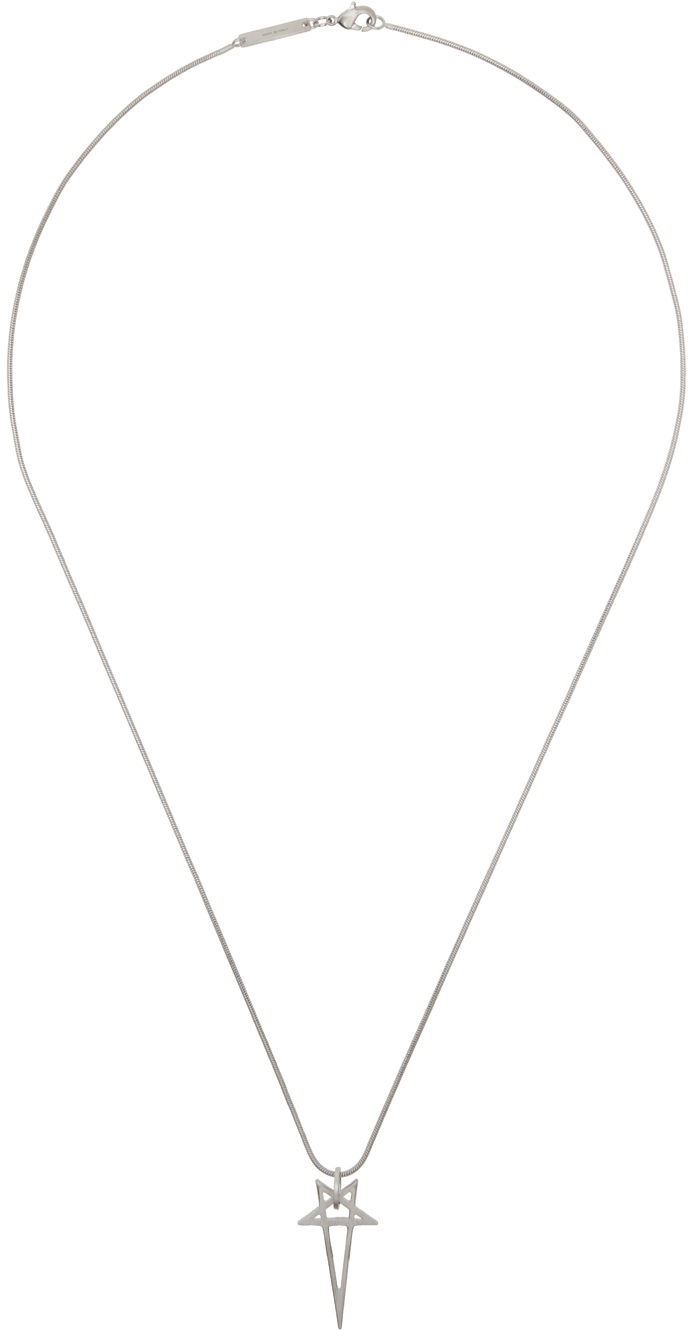 Halskæde Rick Owens Silver Porterville Pentagram Charm Necklace Metalisk | RJ0000066 MMT