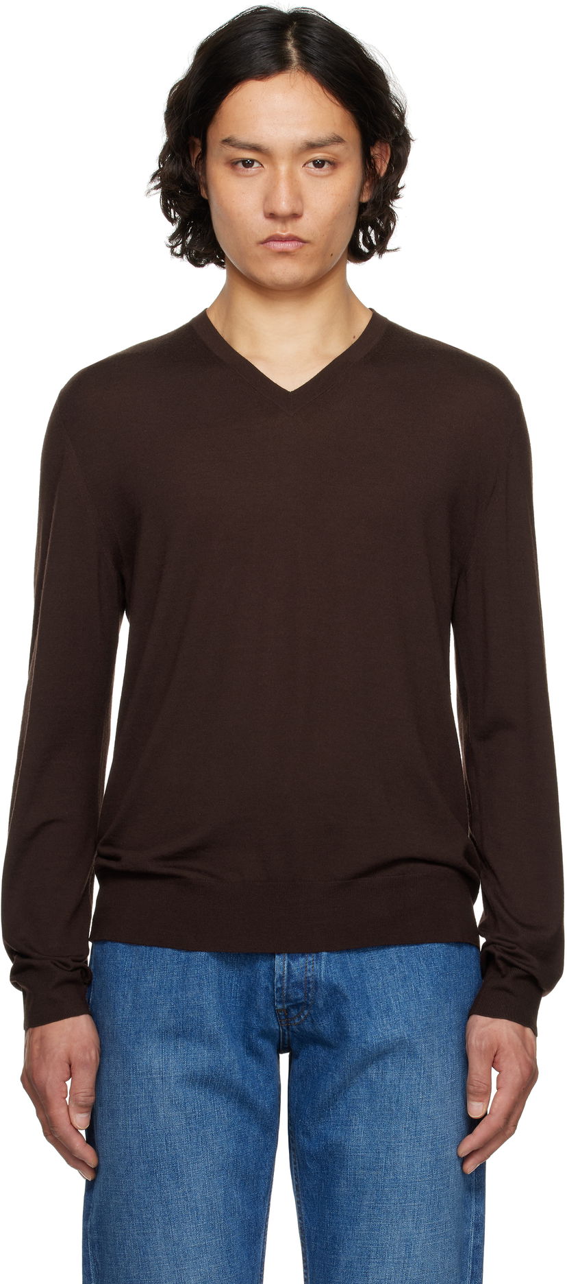 Sweater The Row The Row Dimarco V-Neck Sweater Brun | 917-Y590