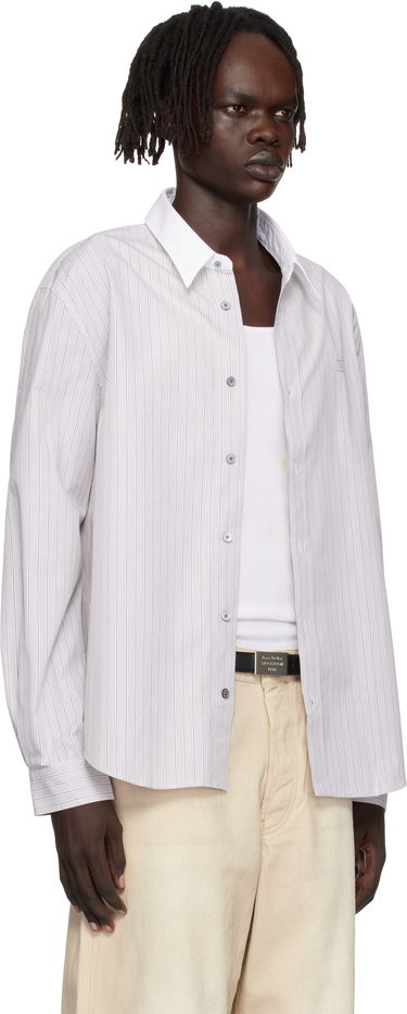 Skjorte Acne Studios Acne Studios Striped Button-Up Shirt Turkis | CB0114-, 4