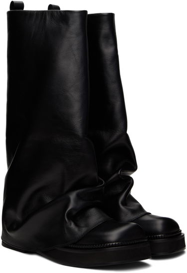 Tøj The Attico Attico Robin Slouch Leather Combat Boots Sort | 241WS798 L019, 3