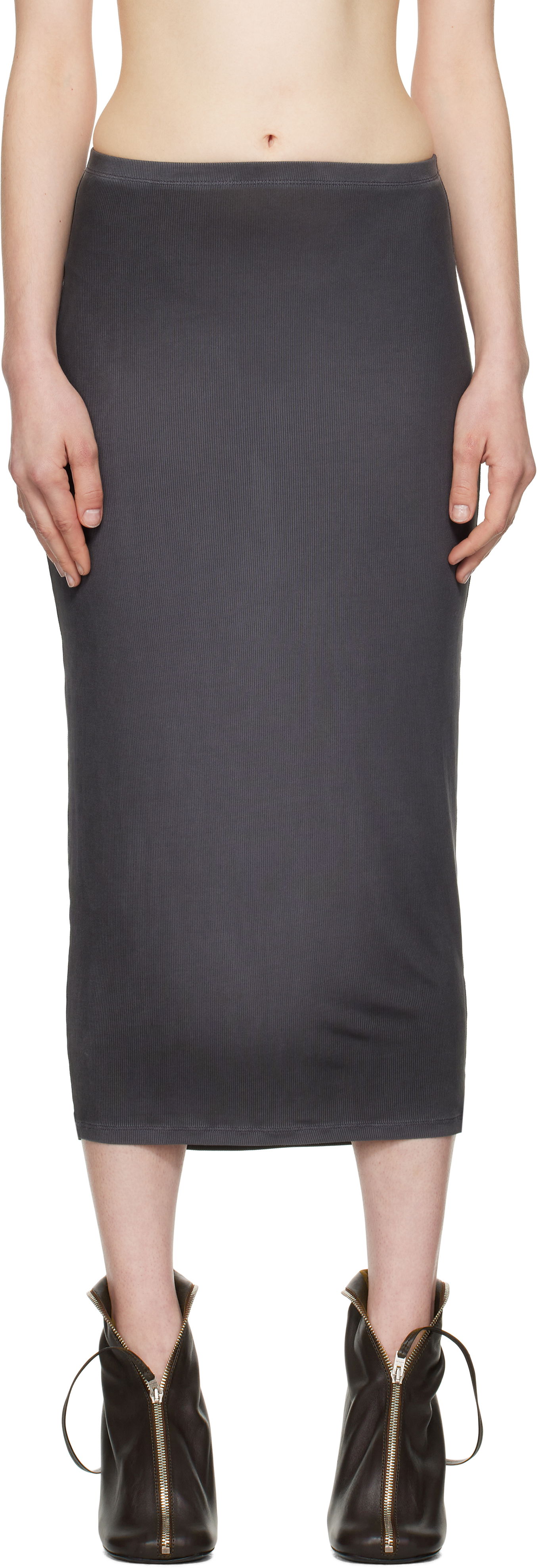 Nederdel Acne Studios Acne Studios Midi Ribbed Skirt Grå | AF0505-, 0