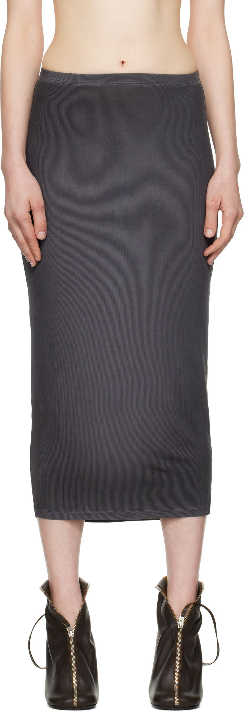 Nederdel Acne Studios Acne Studios Midi Ribbed Skirt Grå | AF0505-