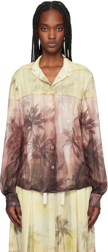 Skjorte Palm Angels Palm Angels Sunset Palms Button-Down Shirt Gul | PWGE024S25FAB0012010, 0