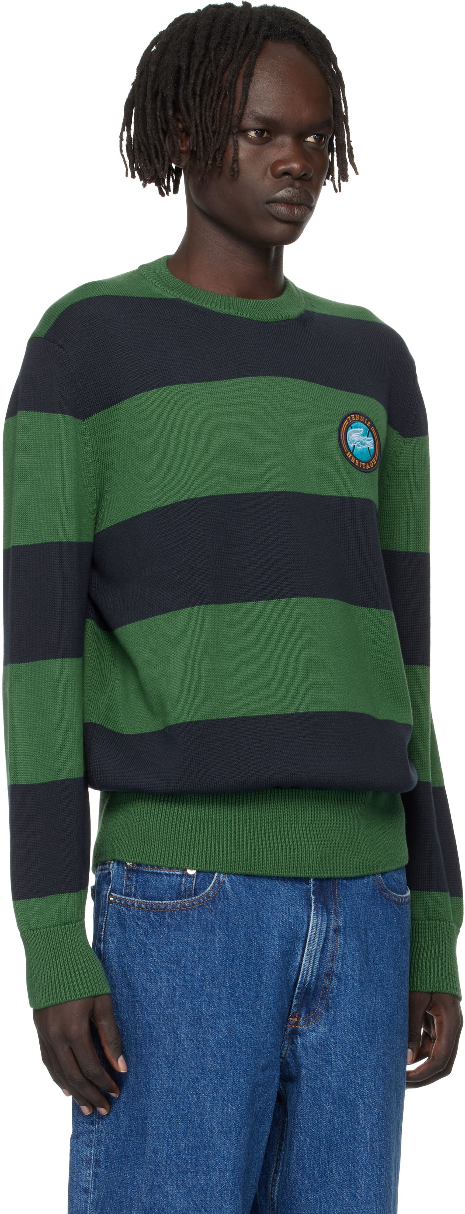 Sweater Lacoste Lacoste Striped Cotton Jersey Sweater Grøn | AH5179_C5C, 1
