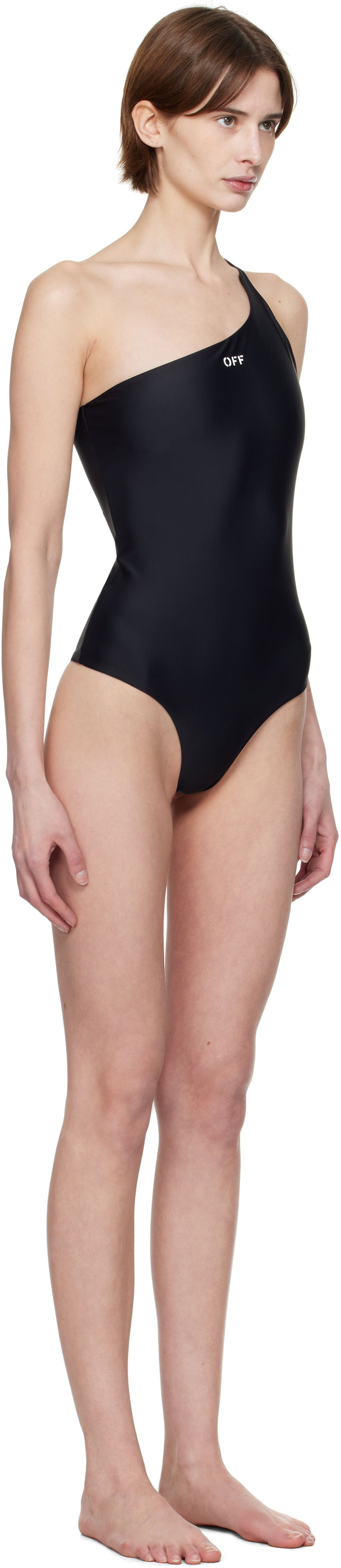 Badetøj Off-White Off-White One-Shoulder Swimsuit Sort | OWFC017C99FAB0031001, 1