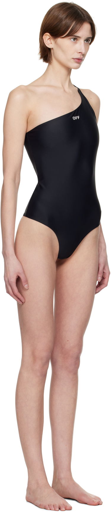 Badetøj Off-White Off-White One-Shoulder Swimsuit Sort | OWFC017C99FAB0031001, 1