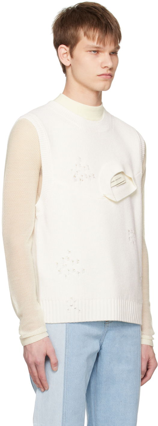 Sweater Feng Chen Wang Feng Chen Wang Distressed Vest Hvid | FUS15KT06, 1
