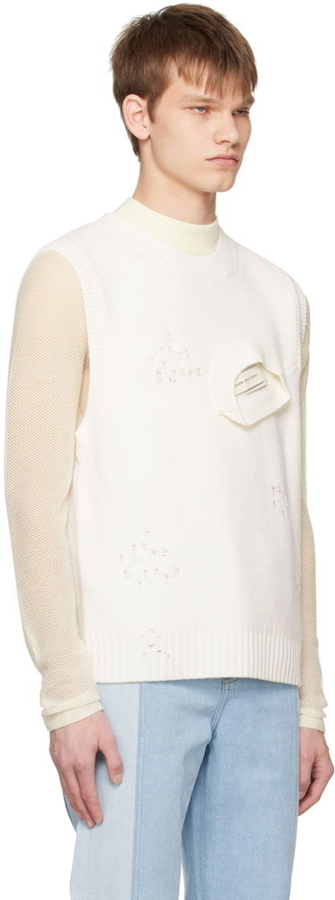 Sweater Feng Chen Wang Feng Chen Wang Distressed Vest Hvid | FUS15KT06, 1