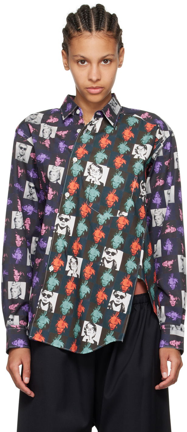Skjorte Comme des Garçons Asymmetrical Printed Shirt Flerfarvet | FM-B008-051