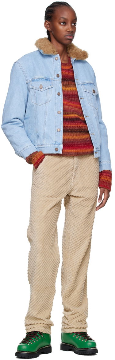 Jakke ERL ERL Faux Shearling Denim Jacket Blå | ERL04J007, 3