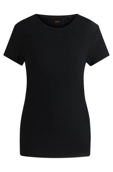 T-shirt BOSS BOSS Linen T-Shirt with Gathered Back Sort | 50540431, 0