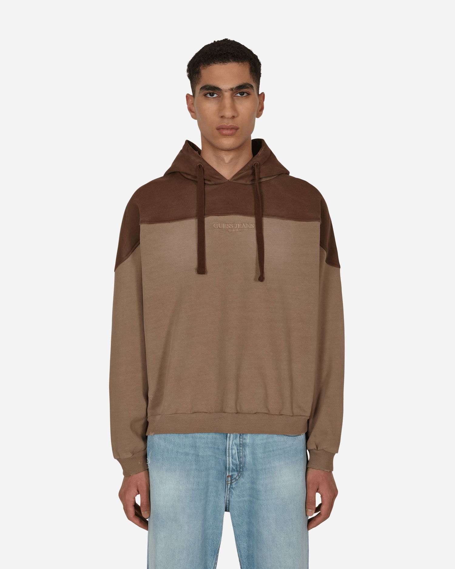 Sweatshirt GUESS Two Tone Hooded Sweatshirt Brun | M2BQ02KBB40 A119, 0