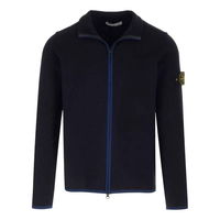 Compass-Patch High-Neck Zipped Cardigan