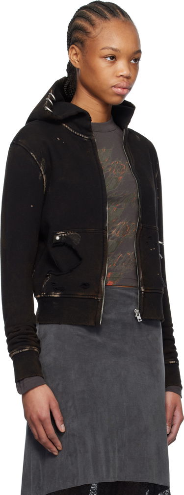 Sweatshirt We11done We11done Pierced Zip-Up Hoodie Sort | WD-TJ0-25-821-U-BK, 1