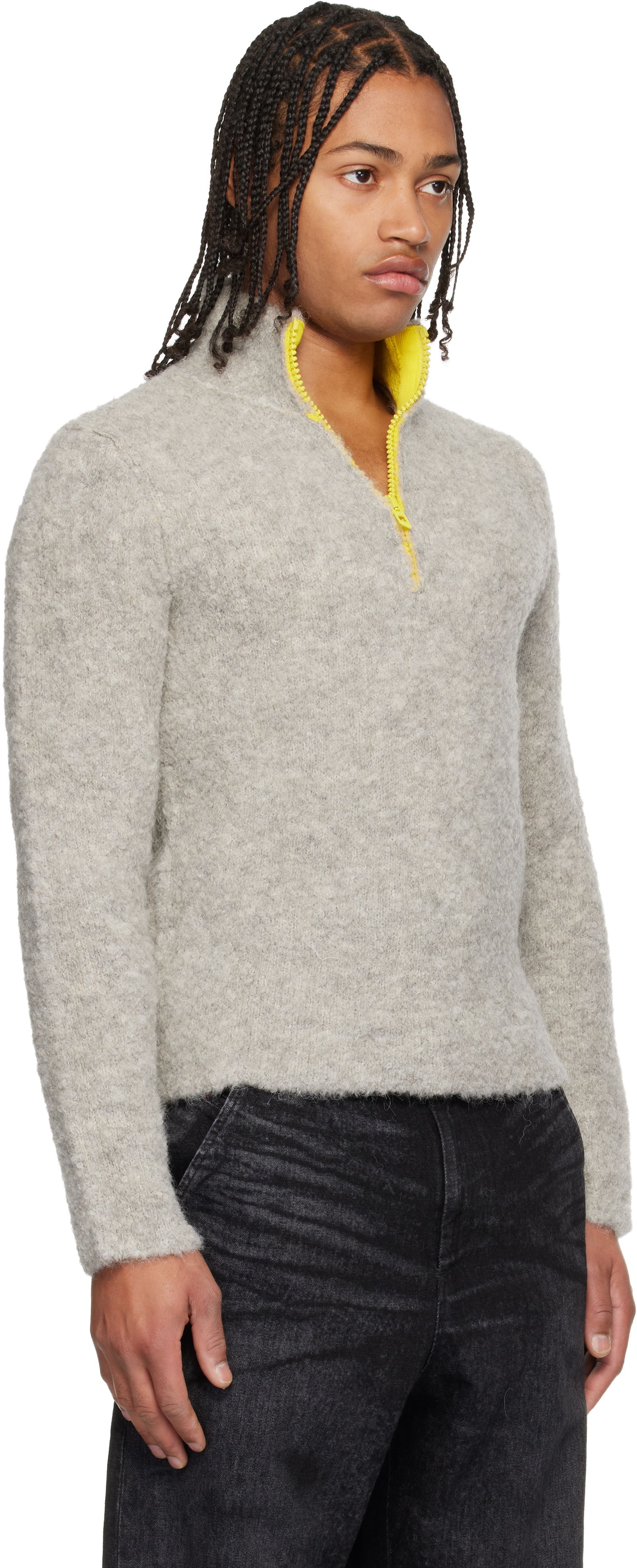 Sweater Diesel Textured K-Eller Half-Zip Sweater Grå | A21443-0CECY-912, 1