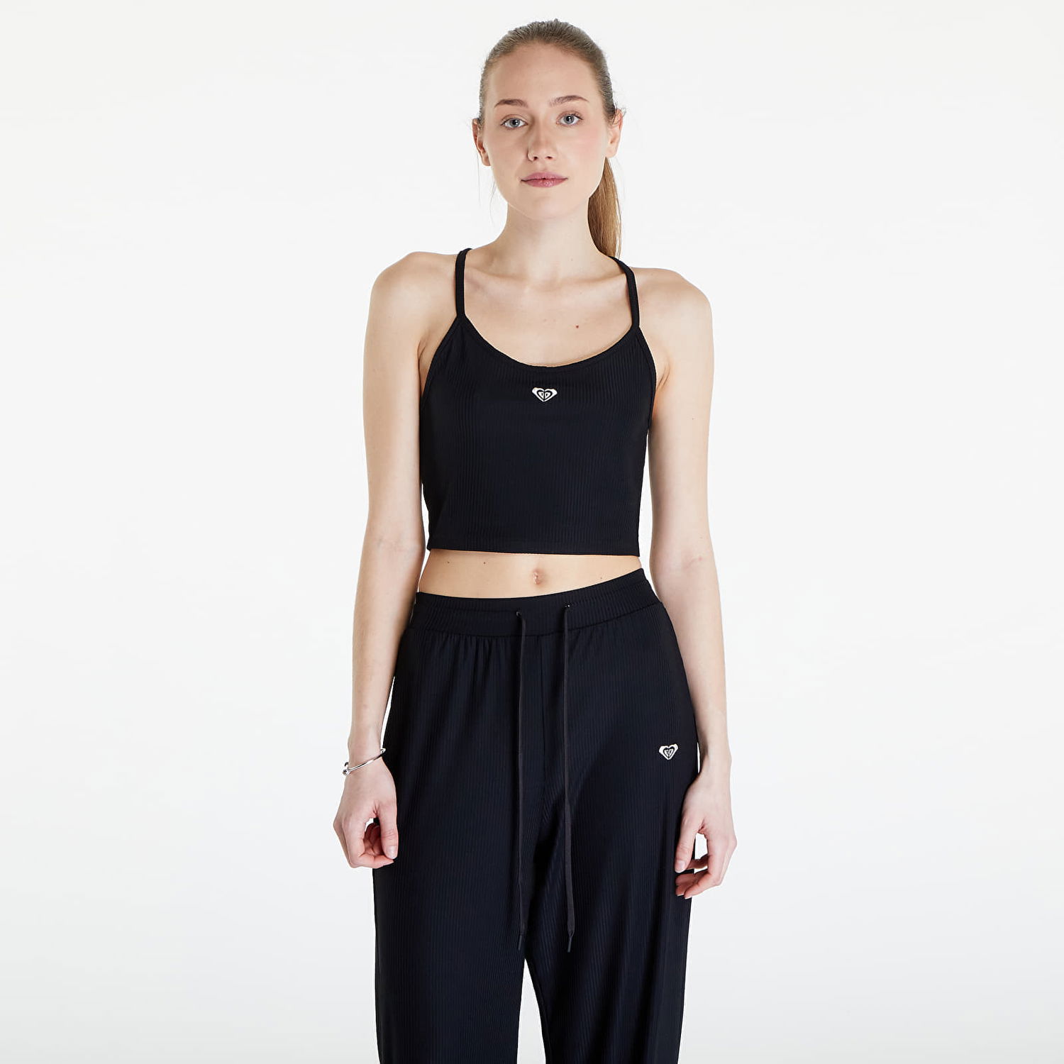 Tanktop Roxy Top Rise & Vibe Rib Tank Black Sort | ERJKT04116-KVJ0, 0