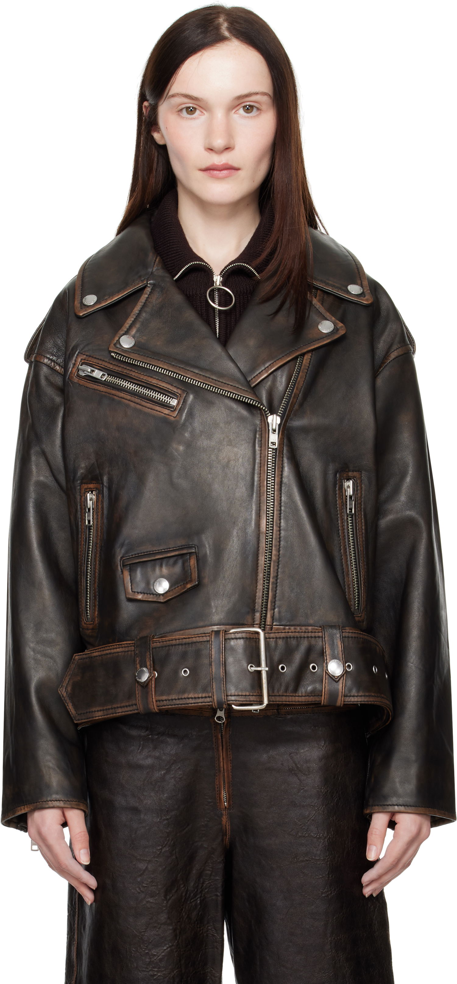 Jakke STAND STUDIO Leather Biker Jacket Sort | 66388-7030, 0