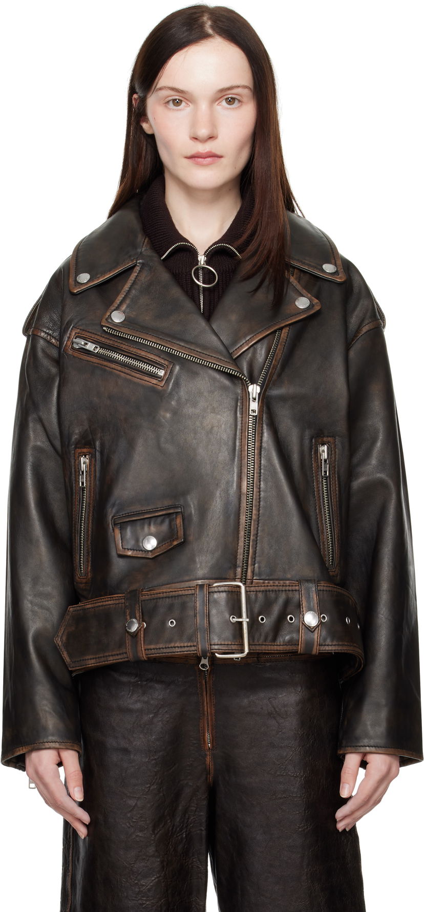 Jakke STAND STUDIO Leather Biker Jacket Sort | 66388-7030