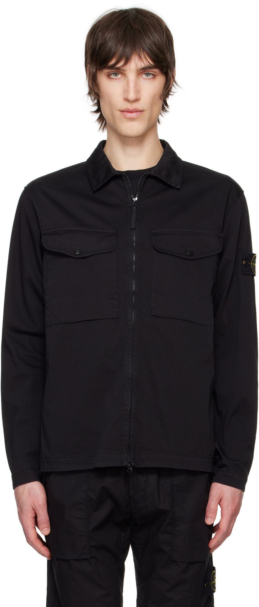 Skjorte Stone Island Stretch Cotton Overshirt Sort | K1S15 1200128 S0012
