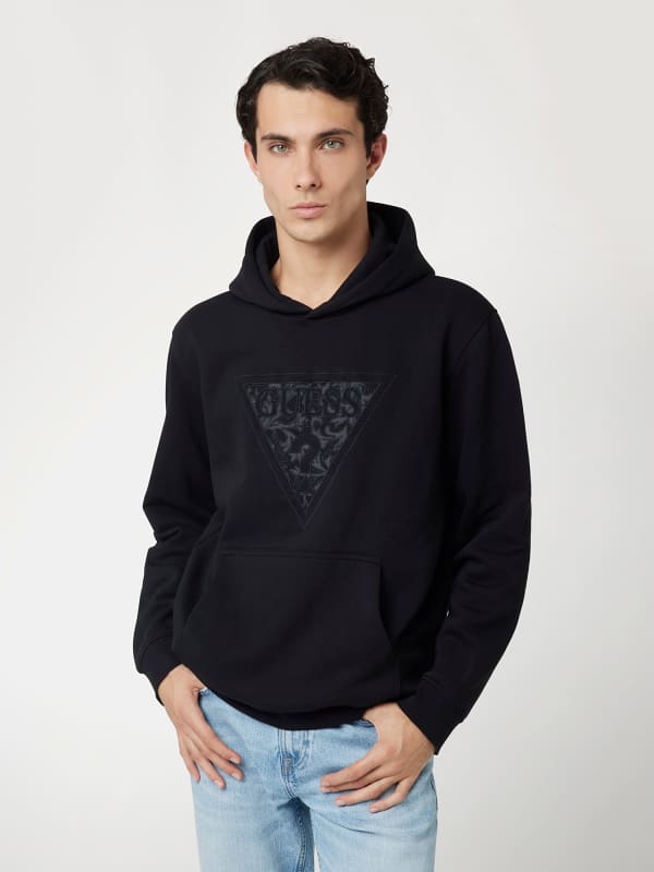 Sweatshirt GUESS Black Fleece Graphic Hoodie Sort | M4BQ25K9Z21