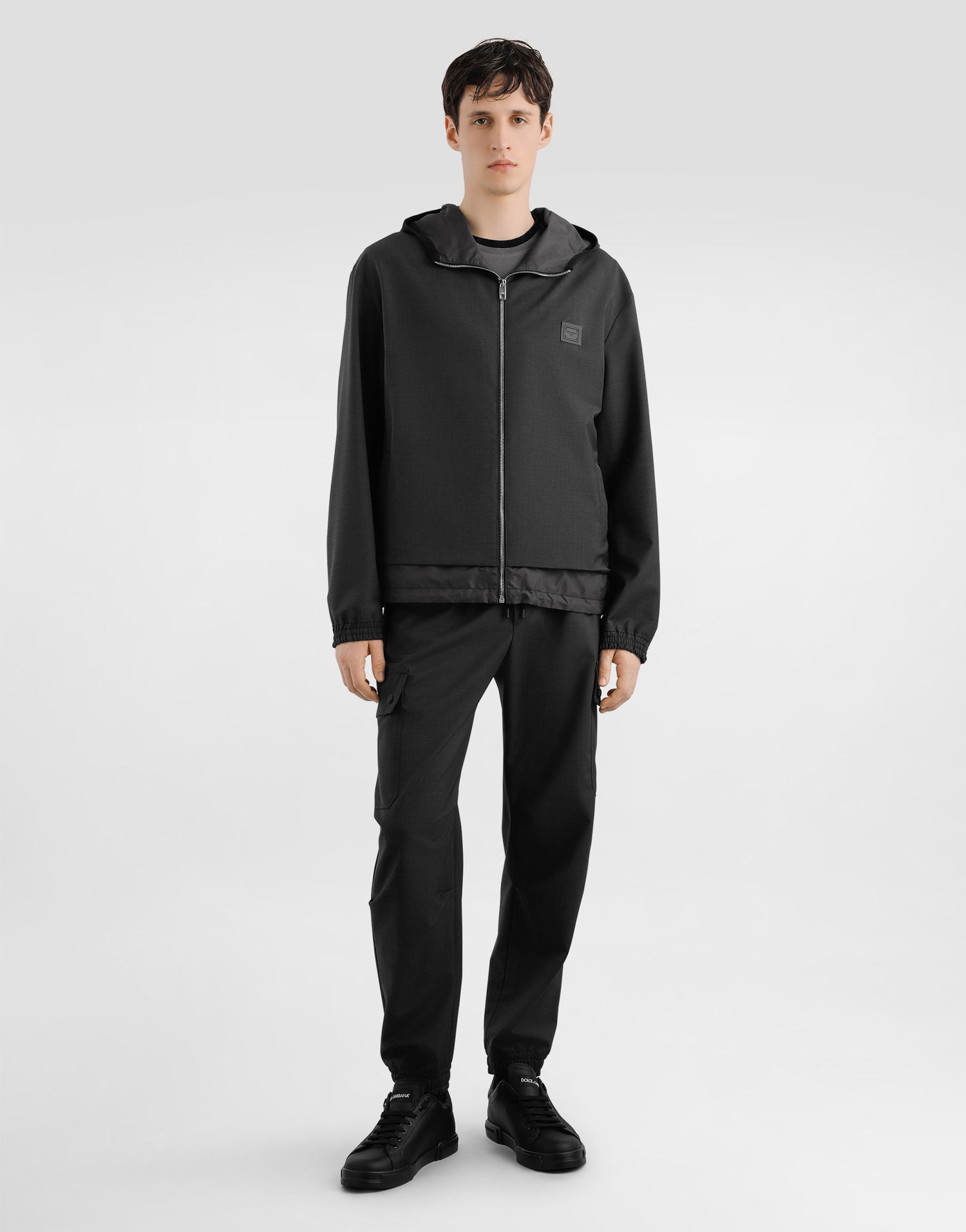 Jakke Dolce & Gabbana Dolce & Gabbana Wool Canvas Hooded Jacket Sort | G9BSQTFURK8N0542, 1