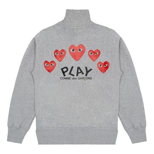 Sweatshirt Comme des Garçons COMME des GARCONS PLAY 5 Hearts Full Zip Jacket Grå | AZ-T251-051-1