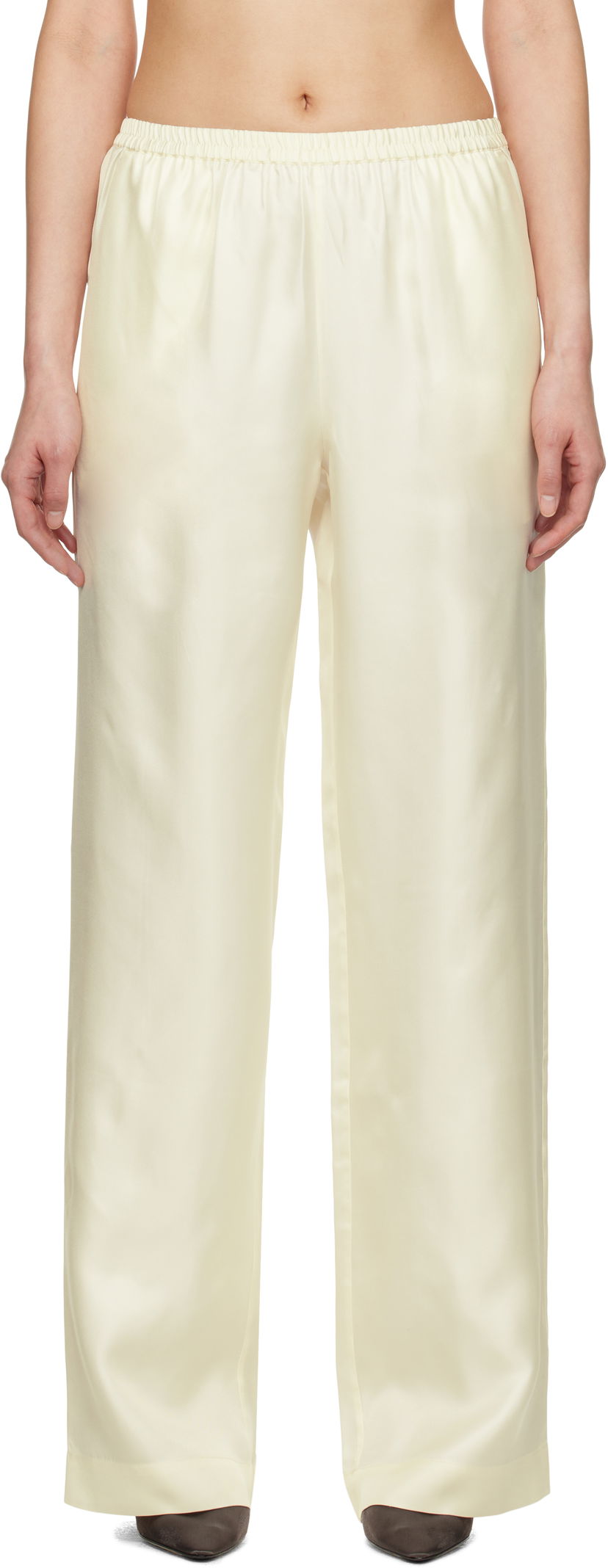 Bukser Loulou de Saison Loulou de Saison Alera Silk Straight-Leg Trousers Gul | ALERA