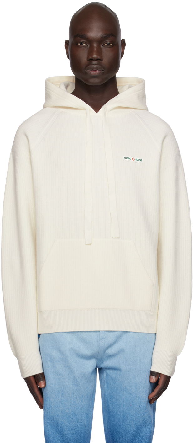 Sweatshirt Casablanca Drawstring Hoodie Beige | MF23-KW-572-01 KNIT WHITE, 0