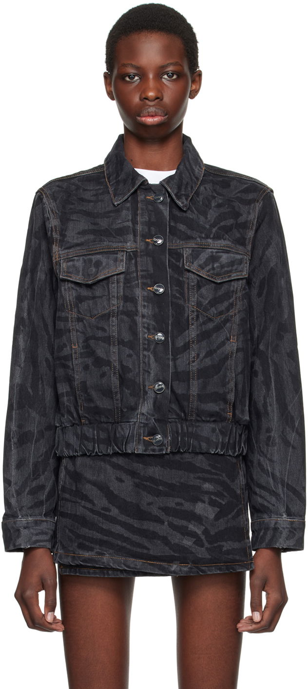 Jakke GANNI Black Lazer Denim Jacket Sort | J1484, 0