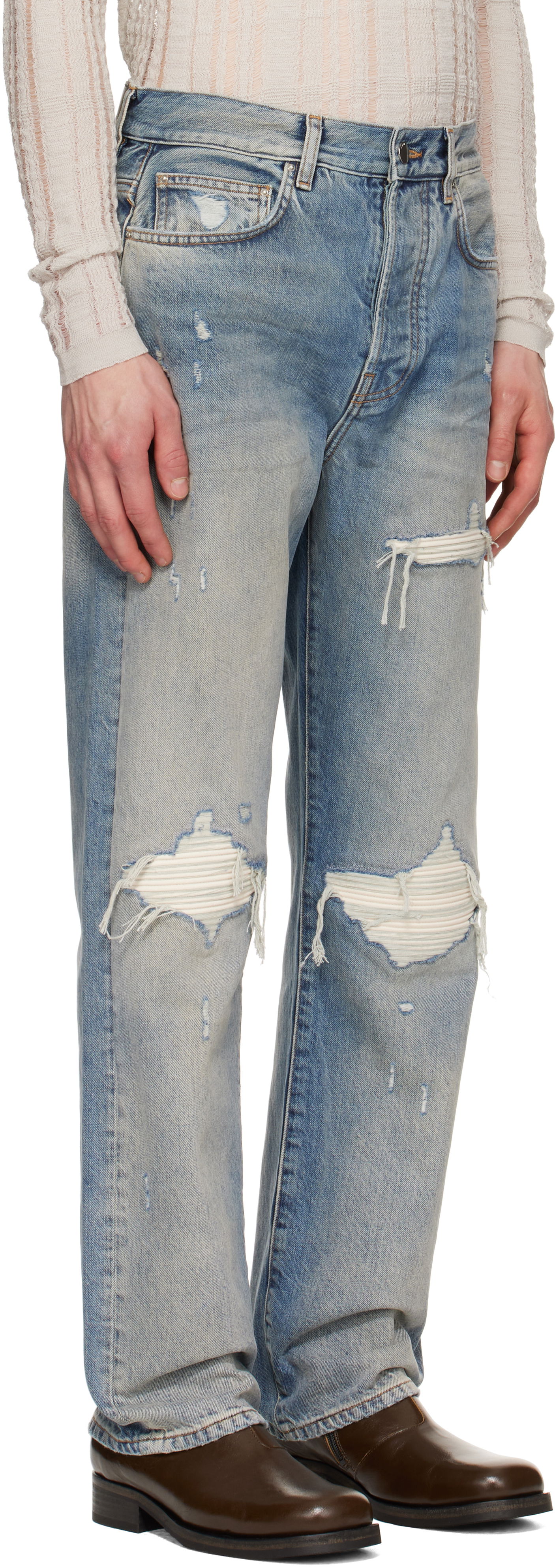 Jeans AMIRI AMIRI Suede Straight MX1 Jeans Blå | AMDNGH1085, 1