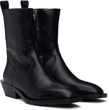 Tøj Aeyde Aeyde Luis Leather Cowboy Ankle Boots Sort | A11-AB-LISS35BL-0122-800-001, 3