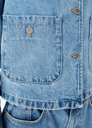 Jakke AXEL ARIGATO Collarless Denim Jacket Blå | A3051001, 5